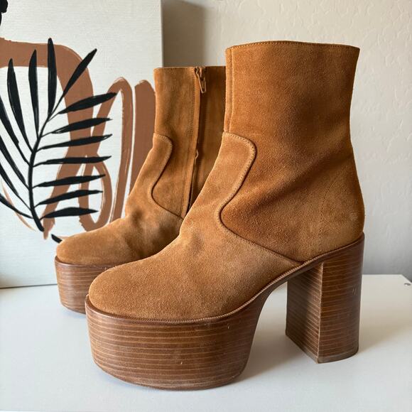 Simon Miller High Raid Platform Chunky Suede Leather Platform Brown Boot Size 38 - Picture 1 of 10